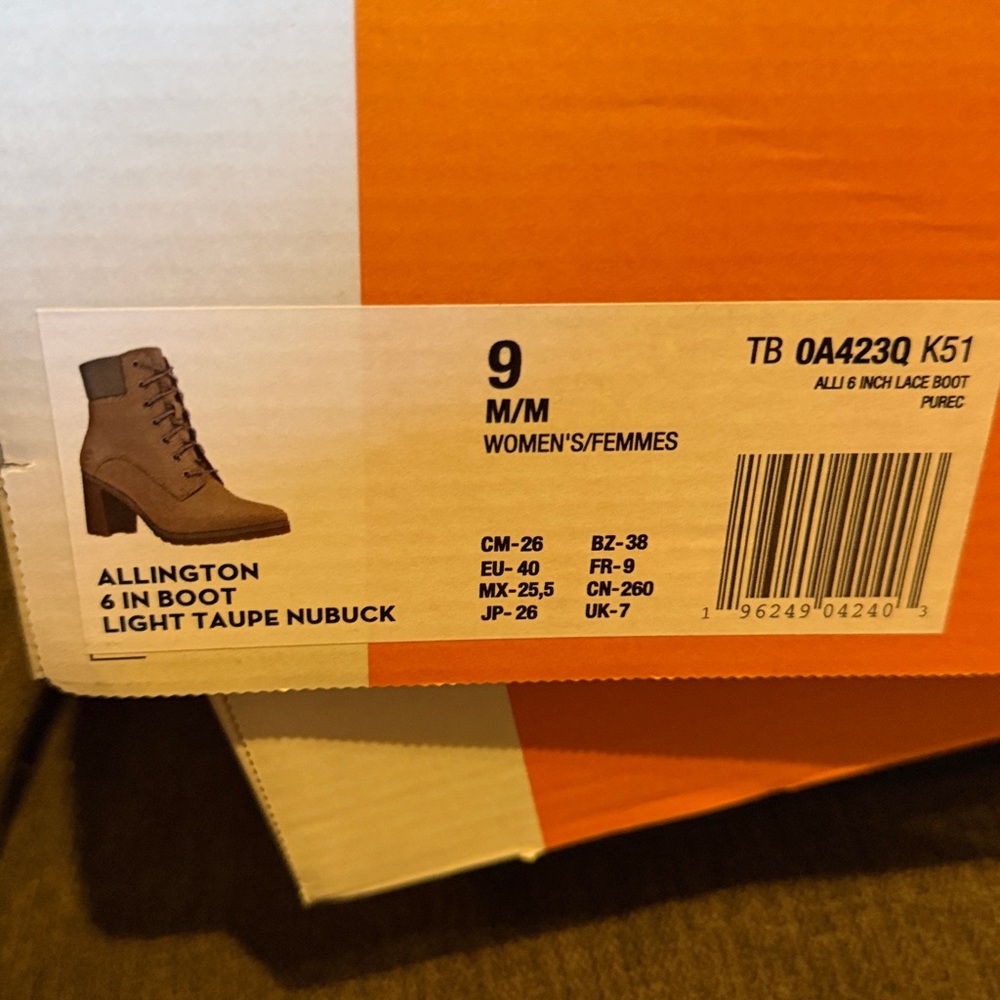 Timberland Allington 6 in boot light taupe nubuck mid lace up boots NWT 9 m/m - Picture 9 of 12